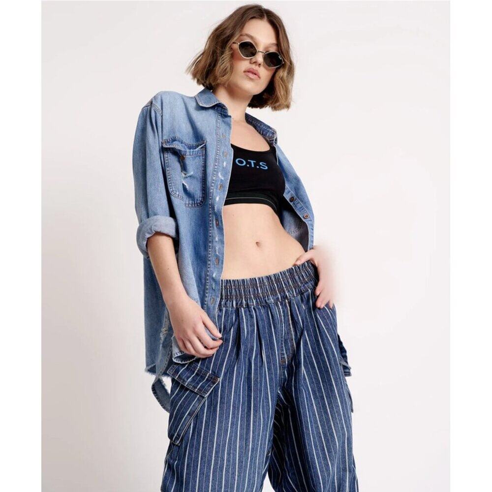 One Teaspoon O.T.S Boxer Crop Top - Black Medium New with Tags